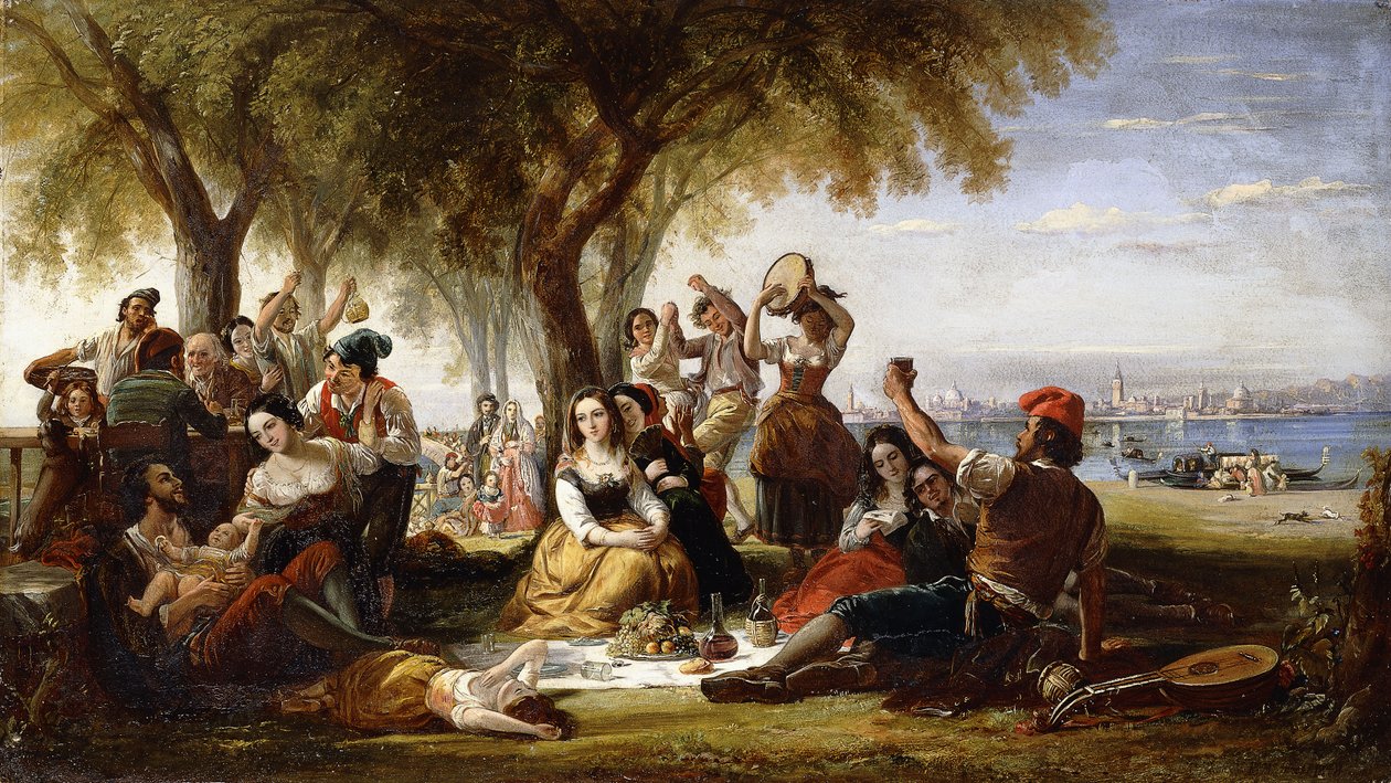 Scena Fiesty, na Lido, niedaleko Wenecji, 1848 autorstwa Robert McInnes