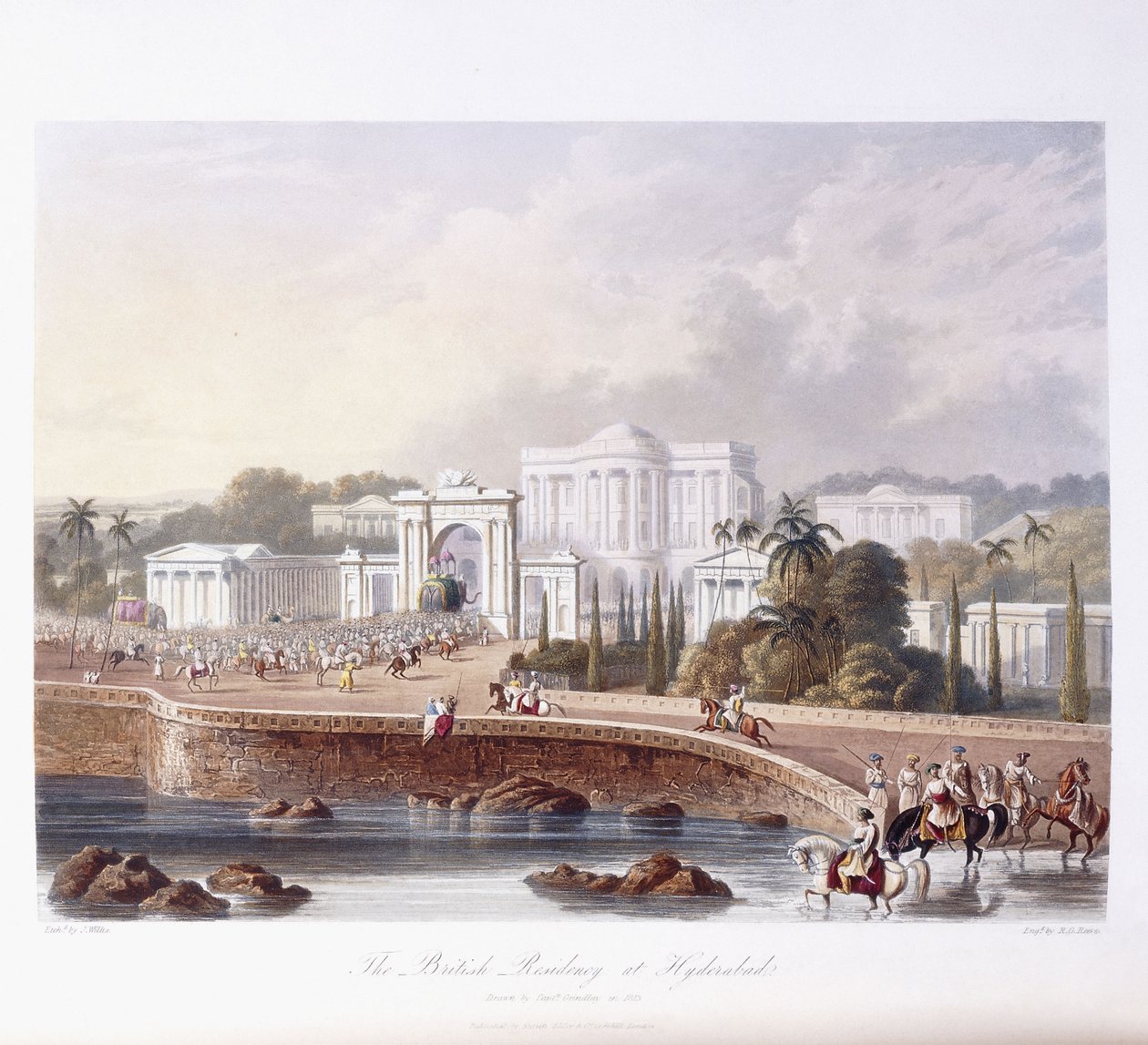 Rezydencja brytyjska w Hyderabadzie, 1813; 1830 autorstwa Robert Melville Grindlay