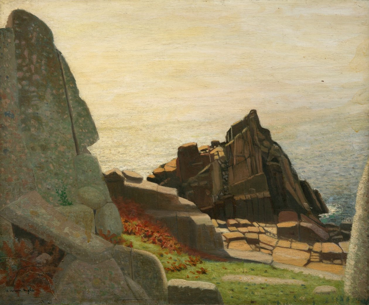 Poniżej Carn Barges (skały poniżej Lamorna) (olej na płótnie) autorstwa Robert Morson Hughes