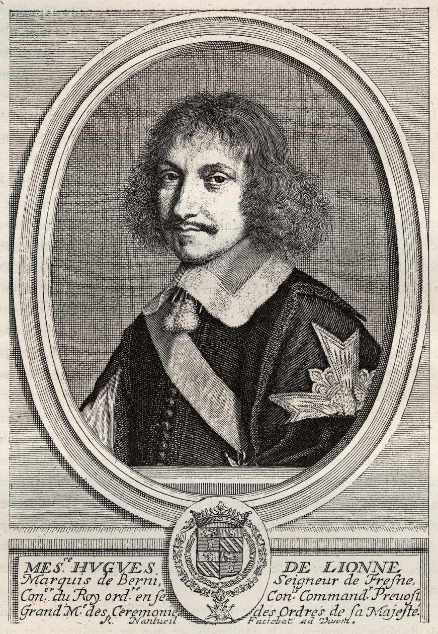 Hugues de Lionne (1611 - 1671), markiz de Fresnes, pan Berny, był dyplomatą i ministrem stanu za Ludwika XIV. Grawerowanie autorstwa Roberta Nanteuila. Prywatna kolekcja. autorstwa Robert Nanteuil