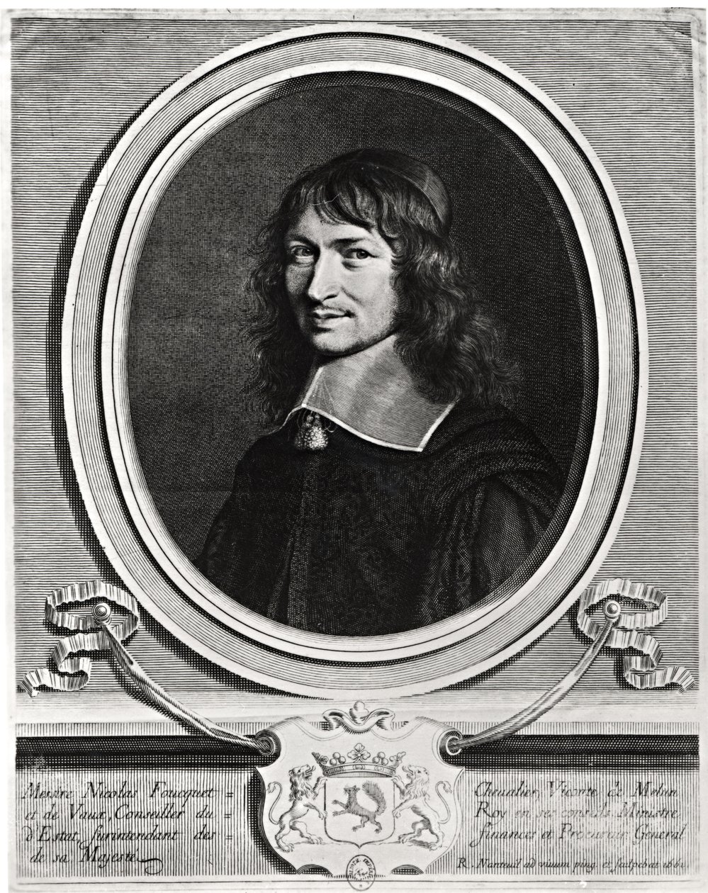 Portret Nicolasa Fouqueta (1615-80) 1662 (rycina) (zdjęcie czarno-białe) autorstwa Robert Nanteuil