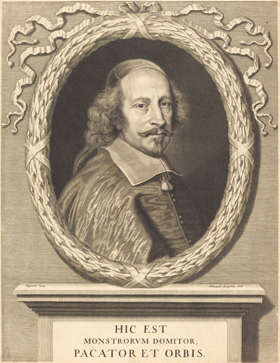 Kardynał Jules Mazarin autorstwa Robert Nanteuil after Pierre Mignard I