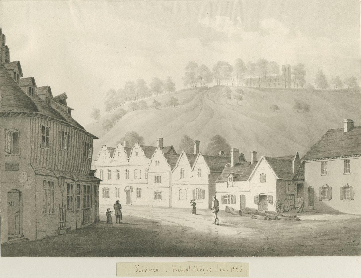 Kinver Town: rysunek w sepii, 1836 autorstwa Robert Noyes