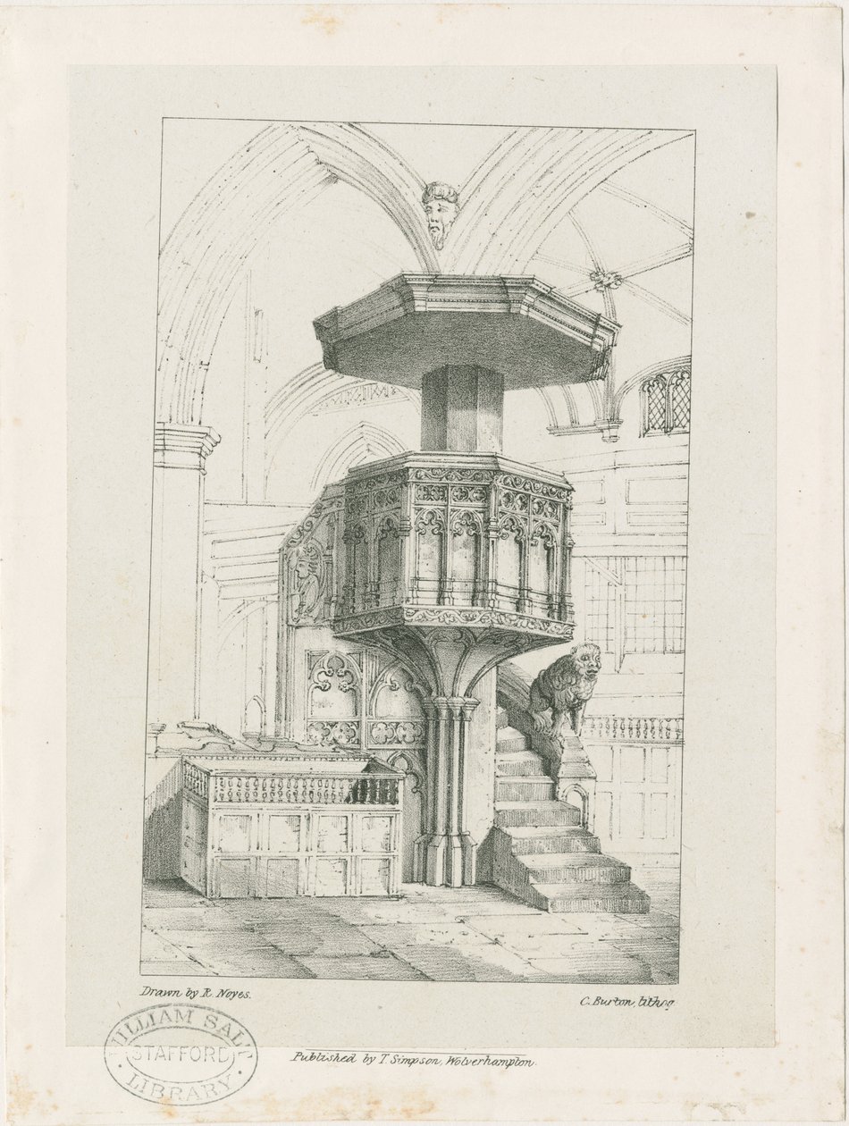 Wolverhampton - Ambona w kościele św. Piotra: litografia, bd [ok. 1844] (druk) autorstwa Robert Noyes
