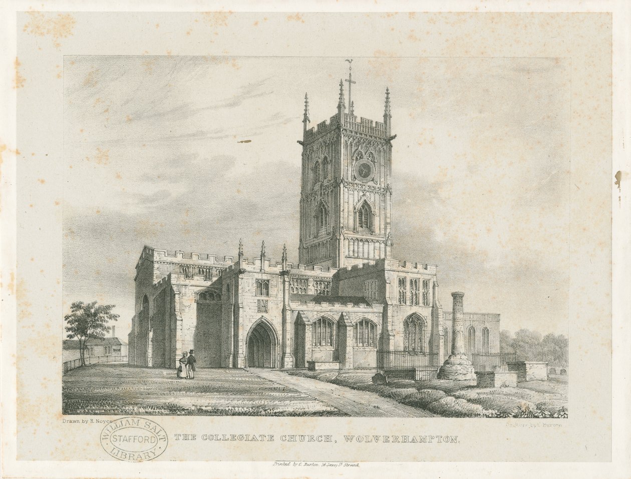 Wolverhampton - Kościół św. Piotra: litografia, nd [1838] (druk) autorstwa Robert Noyes