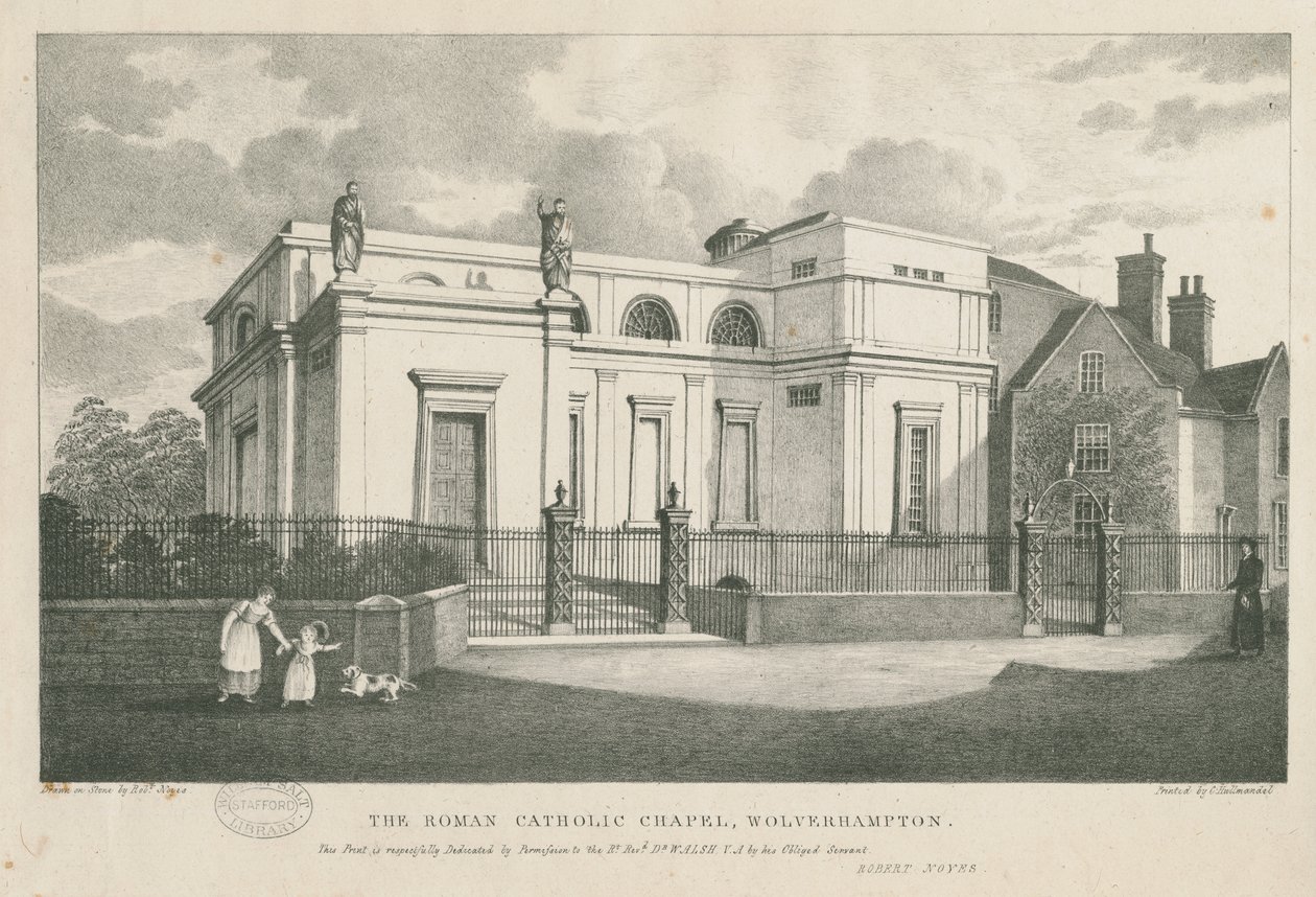 Wolverhampton - Kaplica rzymskokatolicka: litografia, bd [ok. 1844] autorstwa Robert Noyes
