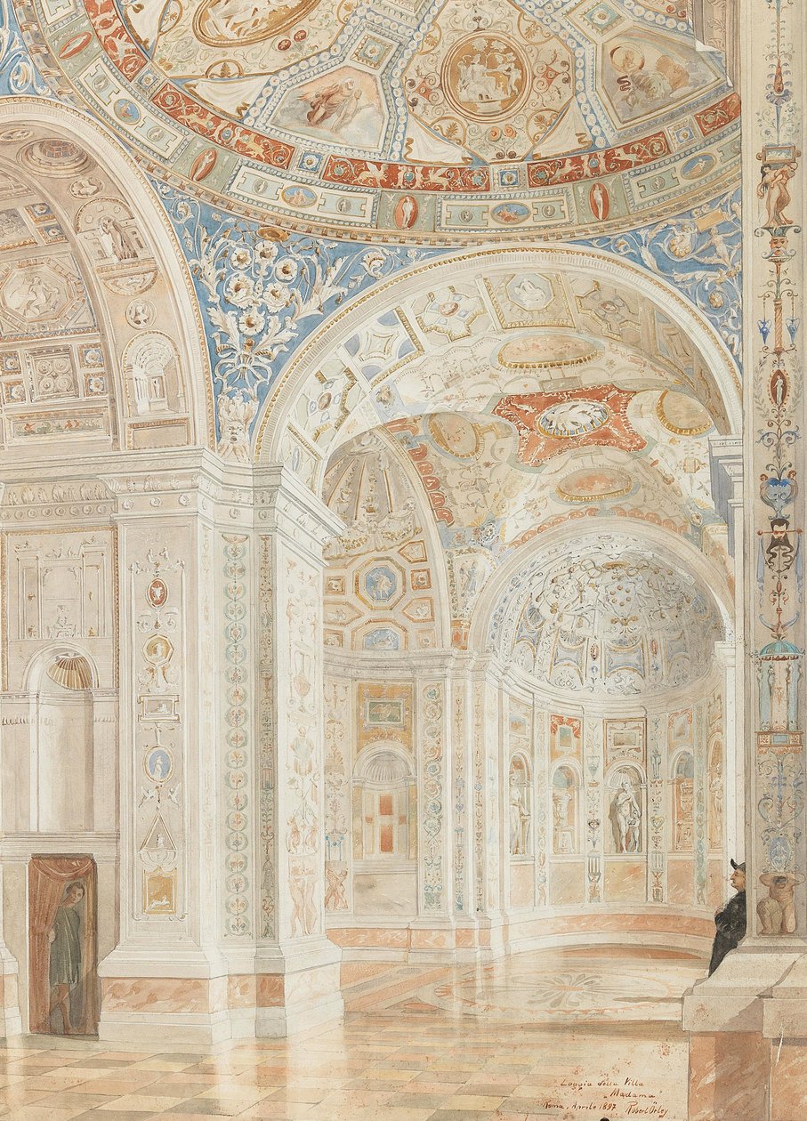 Wnętrze Willi Madama z dekoracjami Giulio Romano i Baldassare Peruzzi, 1897. autorstwa Robert Oerley