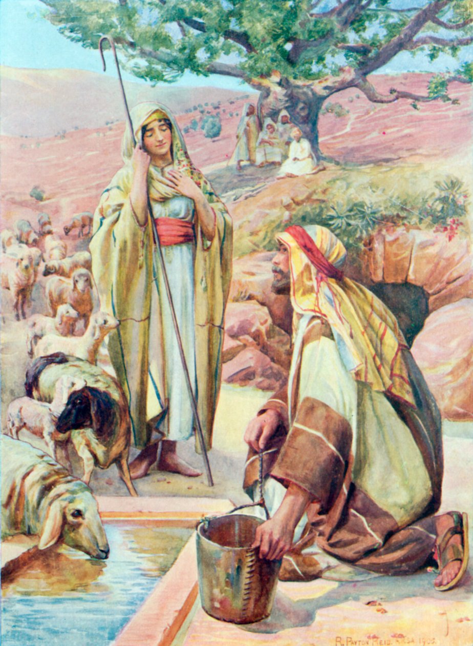 Rachela przy studni (kolorowa litografia) autorstwa Robert Payton Reid