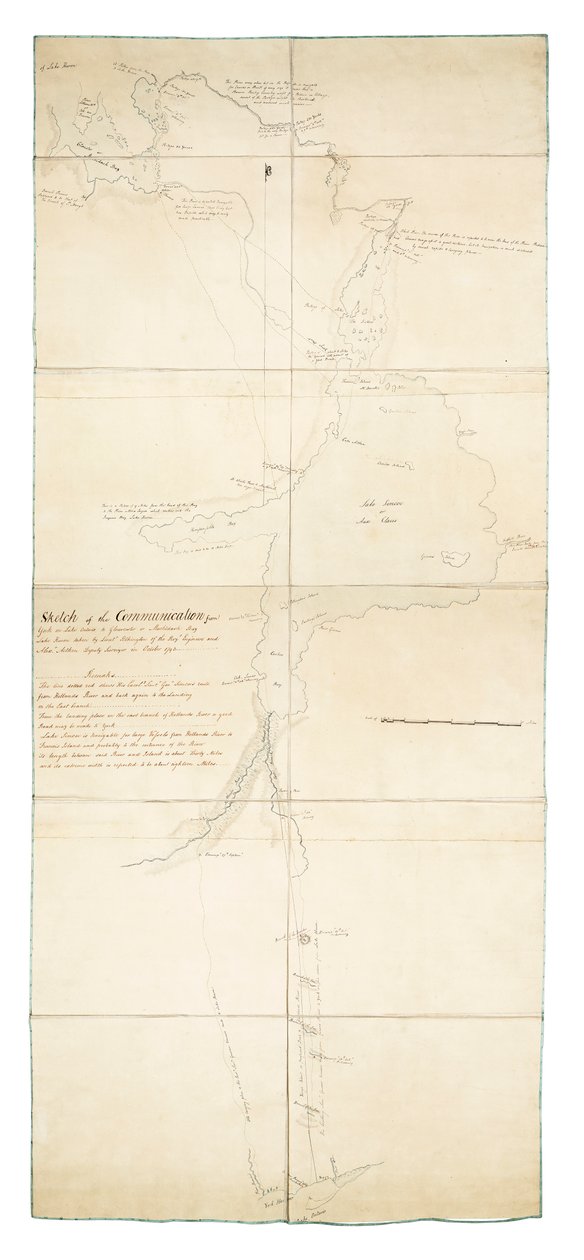 Szkic komunikacji z Yorku nad jeziorem Ontario do Glouscester [sic] lub Machidash Bay nad jeziorem Huron wykonany przez porucznika Pilkingtona z Roy.l Engineers i zastępcę geodety Alexa Aitkena w październiku 1793 r. autorstwa Robert Pilkington