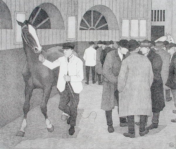 Handlarze koni w Barbakanie (Barbakan nr 2) 1921 (litos) autorstwa Robert Polhill Bevan