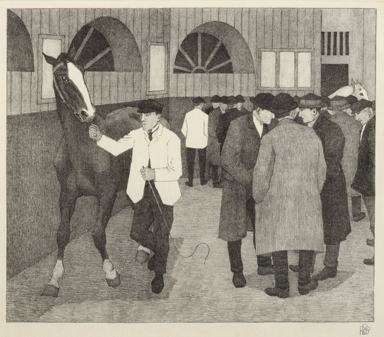 Handlarze koni w Barbakanie, 1921 autorstwa Robert Polhill Bevan