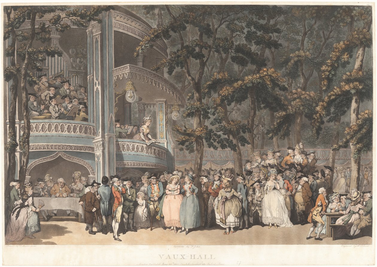 Ogrody Vauxhall autorstwa Robert Pollard and Francis Jukes after Thomas Rowlandson, published by John Raphael Smith