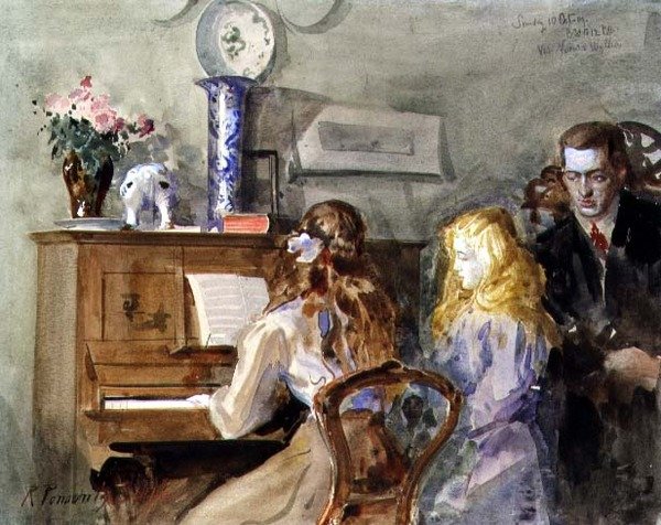 Dzieci artysty przy fortepianie autorstwa Robert Ponsonby Staples