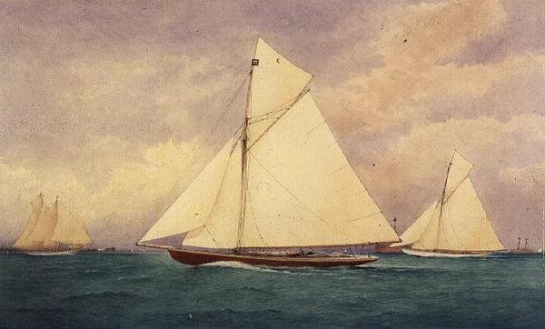 Jacht wyścigowy „Niagara” w Solent, Hurst Point Beyond autorstwa Robert Pritchett