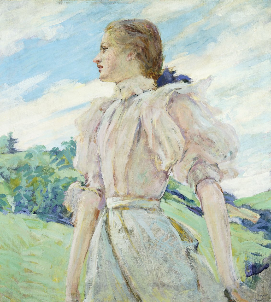 Wietrzny dzień, ok. 1898 (olej na płótnie) autorstwa Robert Reid