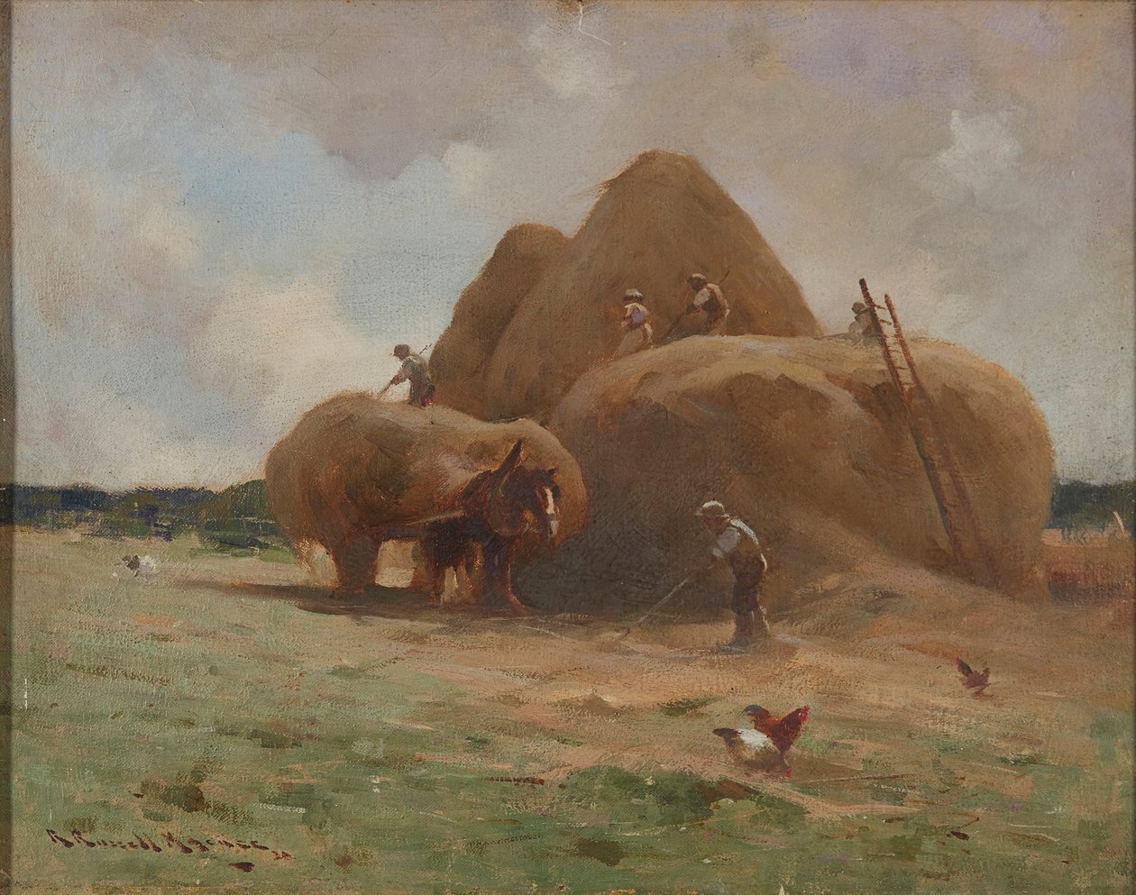 Juntando o feno (óleo sobre tela) polonês autorstwa Robert Russell MacNee