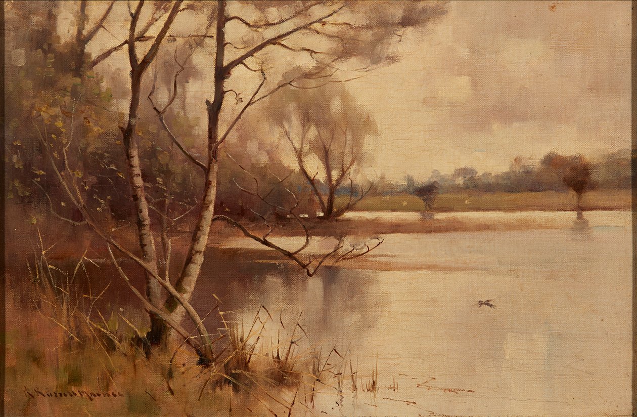 Srebrna brzoza nad jeziorem (olej na płótnie) autorstwa Robert Russell MacNee