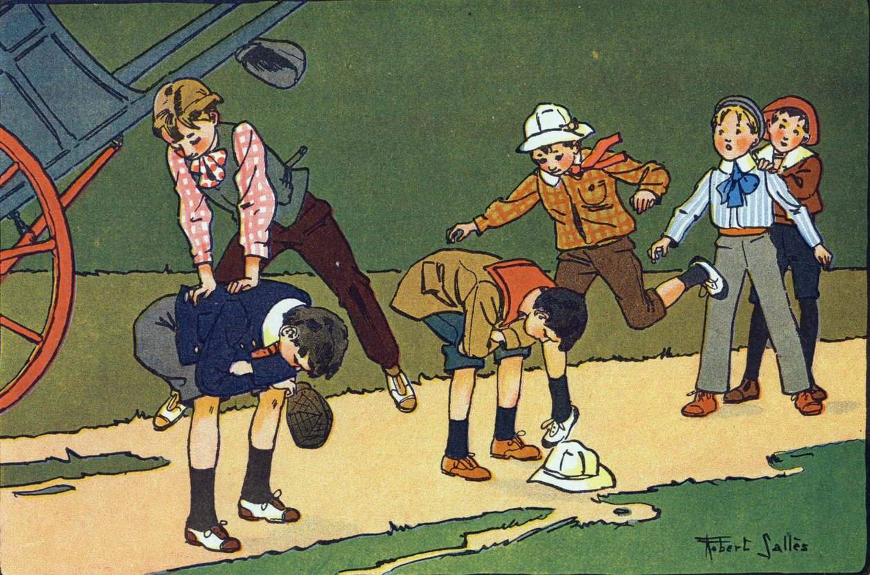 Skocz owce. Grawerowanie w „” W co gramy? „” E. Webera z rysunkami akwarelowymi Roberta Sallesa (1871-1929). Biblioteka Garnier Freres, Paryż autorstwa Robert Salles