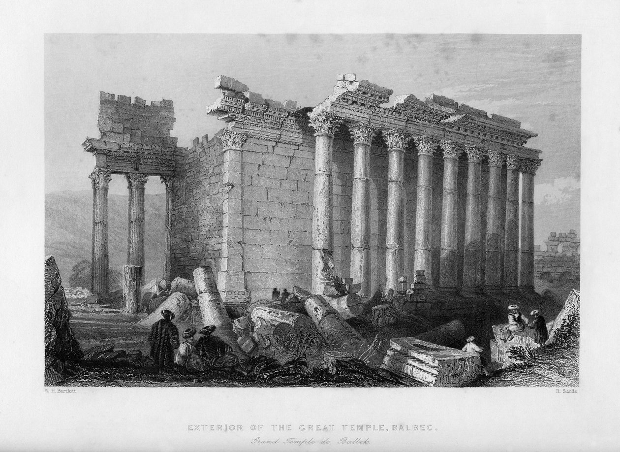 Wielka Świątynia w Baalbec Heliopolis, Egipt, 1841. autorstwa Robert Sands