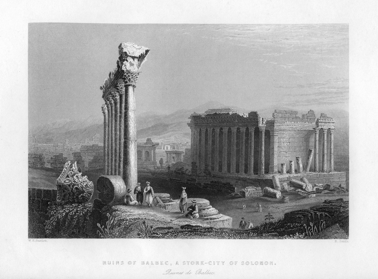 Wielka Świątynia w Baalbec Heliopolis, Egipt, 1841. autorstwa Robert Sands