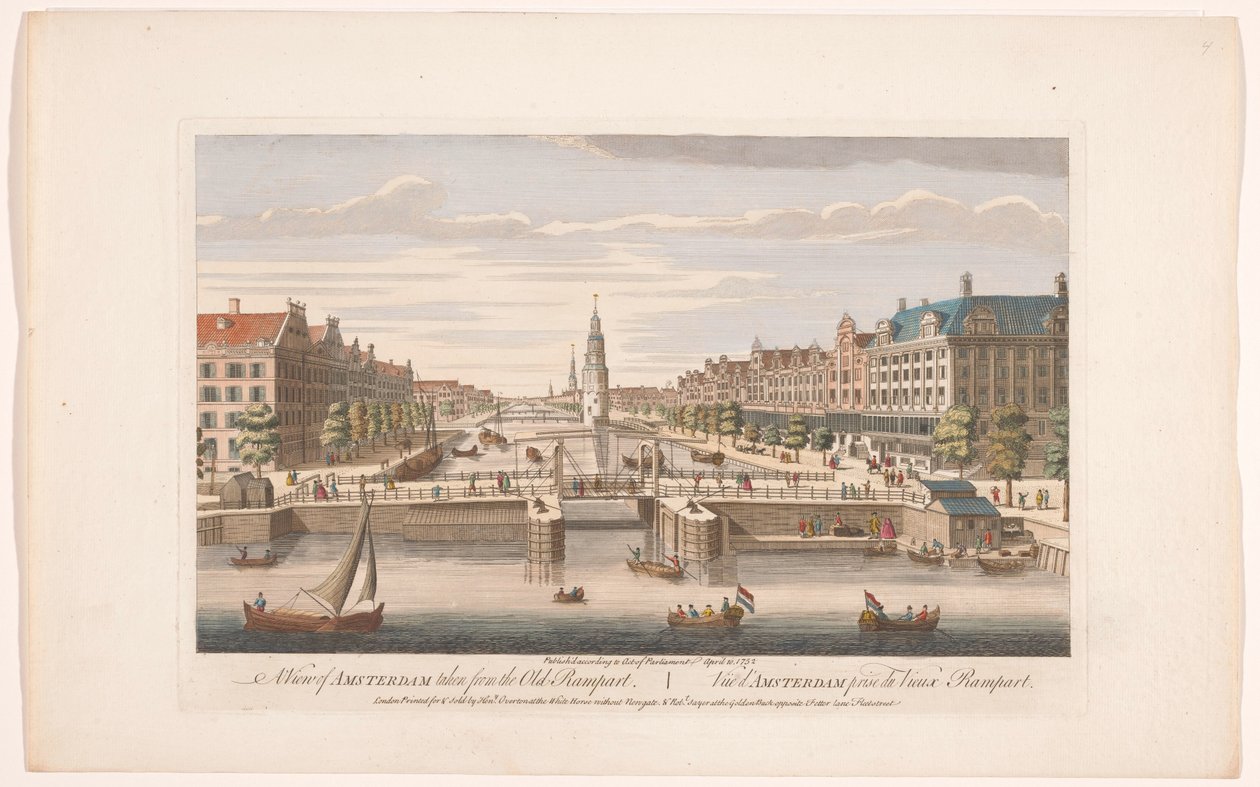 Widok na Oudeschans w Amsterdamie widziany z IJ Widok Amsterdamu ze starego szańca (tytuł na obiekcie) Holandia (tytuł serii) autorstwa Robert Sayer