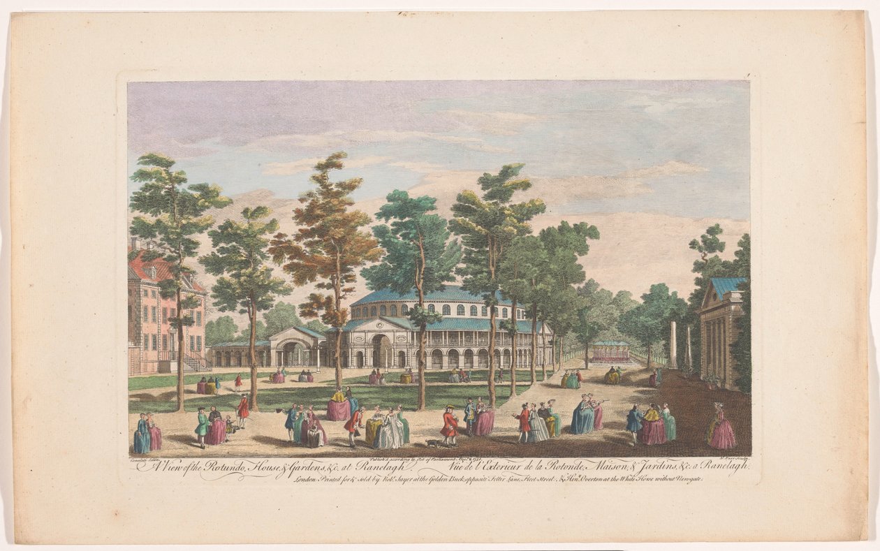 Widok na Rotundę w Ranelagh Gardens w Londynie Widok na Rotundo, dom i ogrody itp. w Ranelagh (tytuł na obiekcie) Ranelagh Gardens i Vauxhall Gardens (tytuł serii) autorstwa Robert Sayer