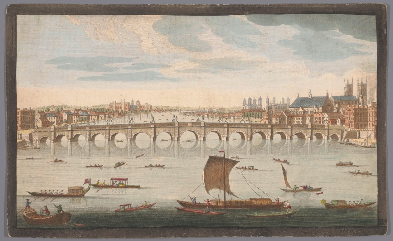 Widok na most Westminster Bridge nad Tamizą w Londynie od strony północnej Widok na południe Westminster Bridge (tytuł na obiekcie) autorstwa Robert Sayer