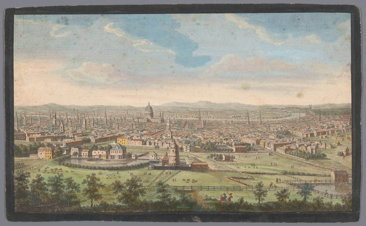 Widok na Londyn widziany od północy Północny widok Londynu (tytuł na obiekcie) Londyn (tytuł serii) autorstwa Robert Sayer