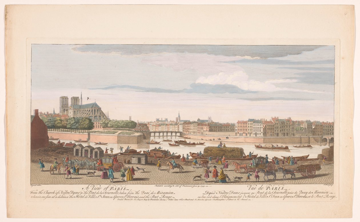 Widok na Paryż widziany z Quai de Miramion Widok na Paryż, od kościoła Nostre Dame do Pont de la Tournelle, zaczerpnięty z Quai de Miramion (...) (tytuł na obiekcie) Paryż (tytuł serii) autorstwa Robert Sayer