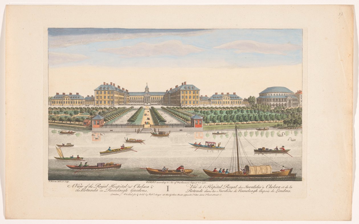 Widok na Royal Hospital Chelsea i Rotunda w Ranelagh Gardens w Londynie Widok na Royal Hospital w Chelsea i Rotunda w Ranelaigh Gardens (tytuł na obiekcie) Londyn (tytuł serii) autorstwa Robert Sayer