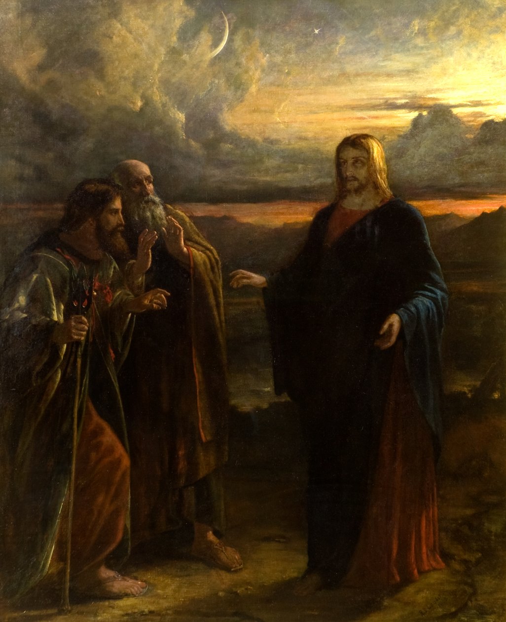 Chrystus i dwaj uczniowie w drodze do Emaus autorstwa Robert Scott Lauder