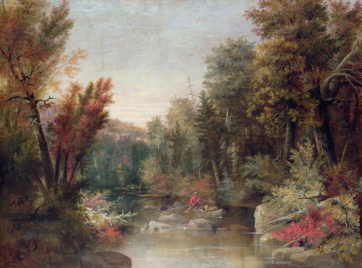Jesienny rybak (olej na płótnie) autorstwa Robert Seldon Duncanson