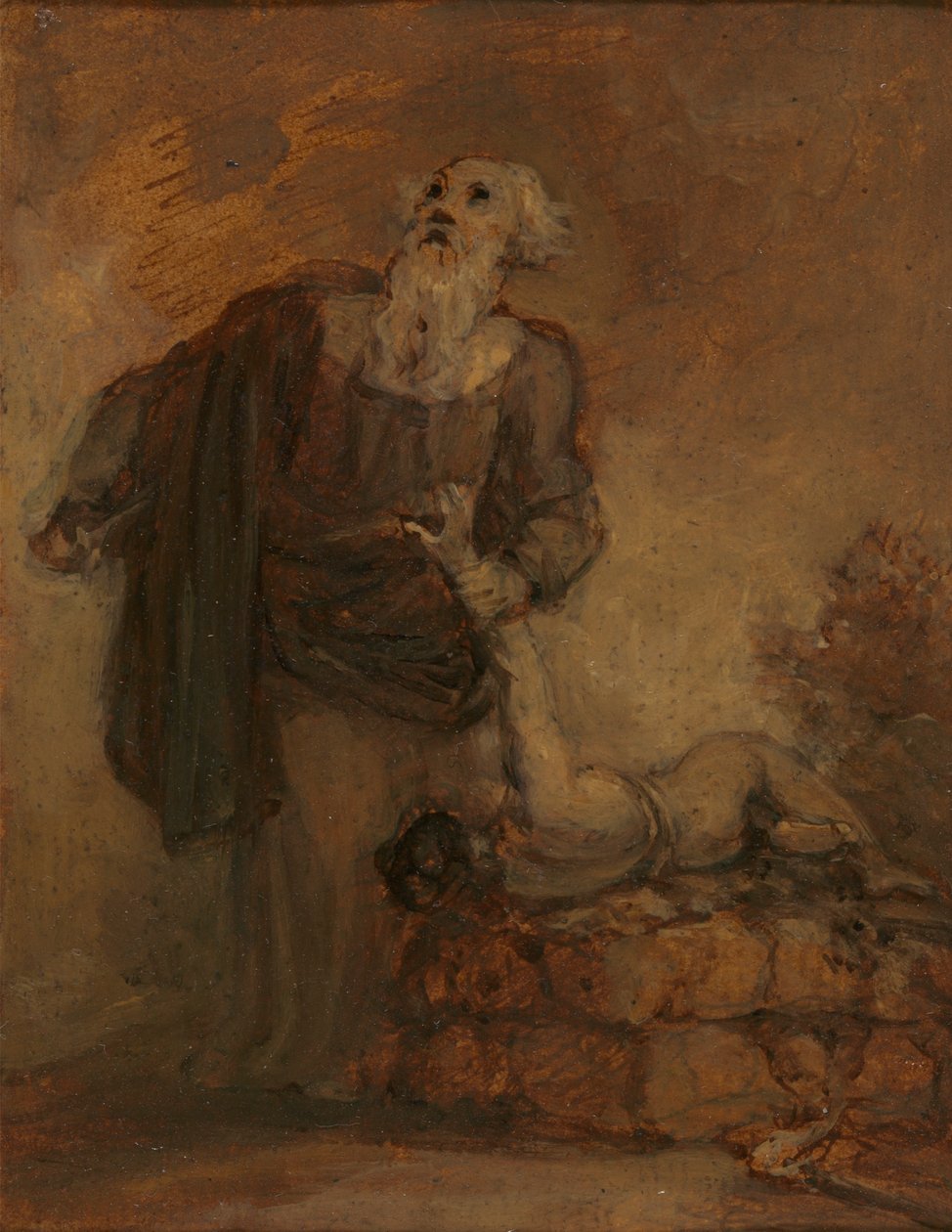Abraham i Izaak (Abraham chwyta Izaaka za ramię) autorstwa Robert Smirke