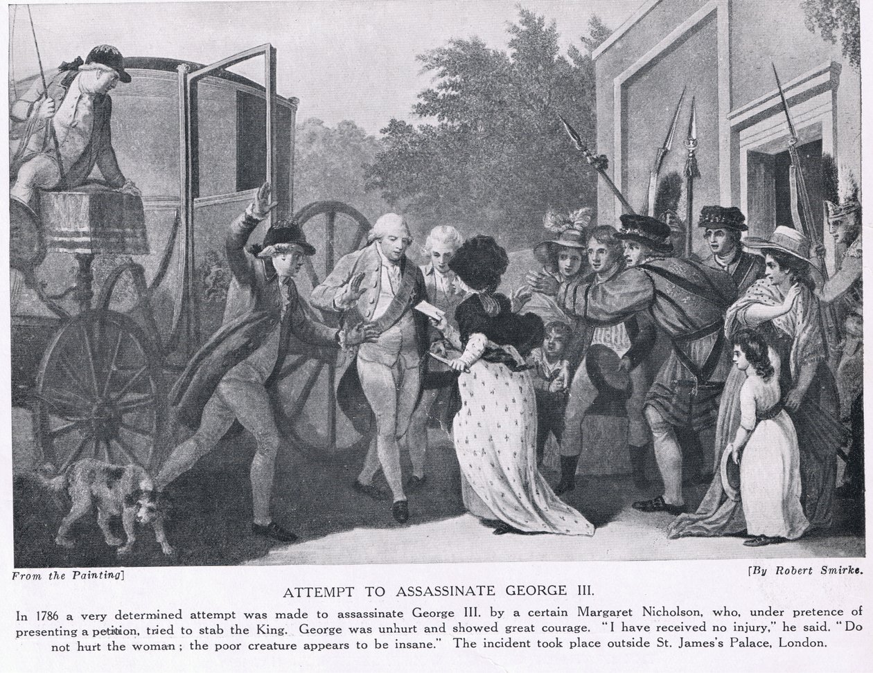 Próba zamachu na króla Jerzego III, ilustracja z "Hutchinson