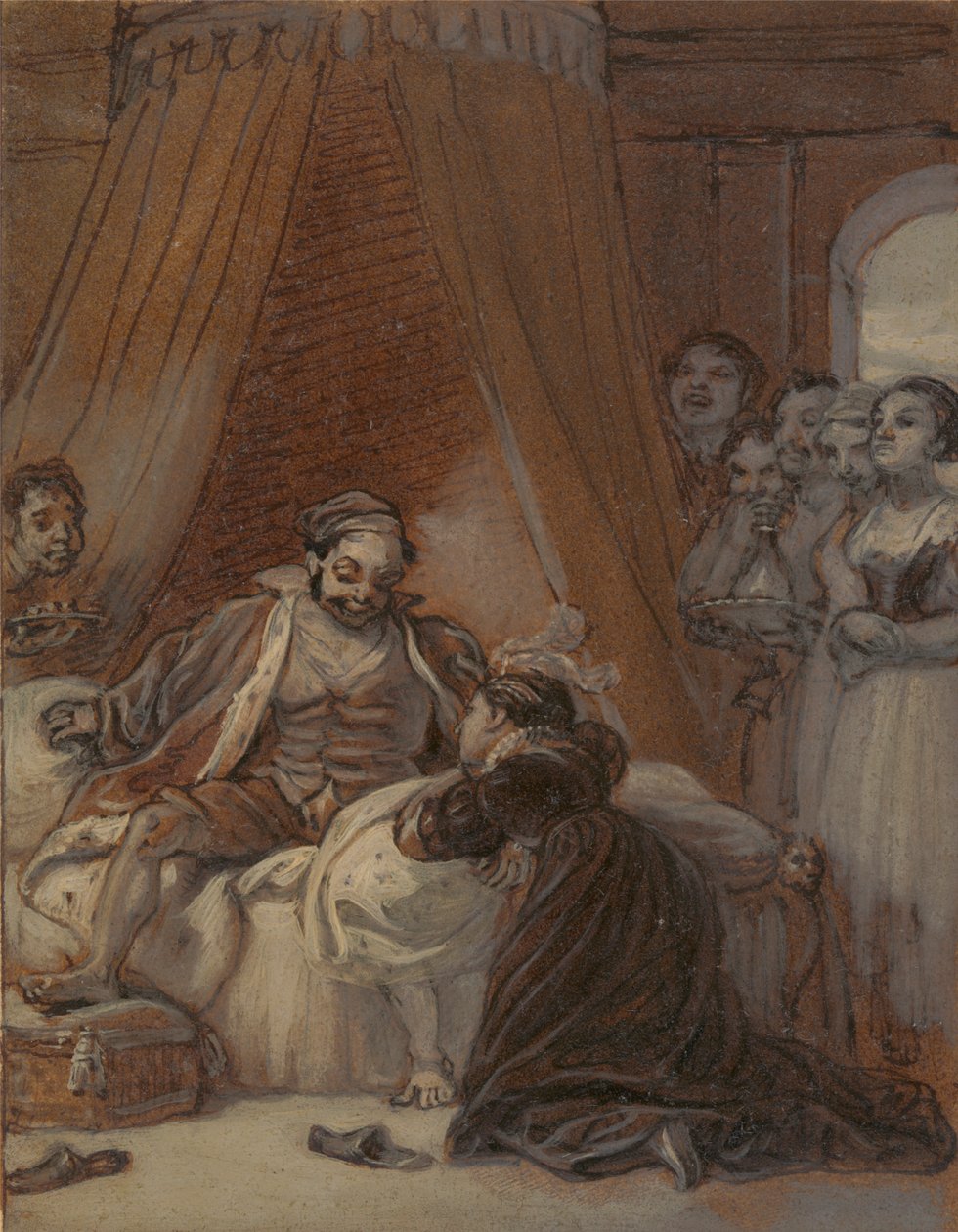 Christopher Sly i Page jako jego żona autorstwa Robert Smirke