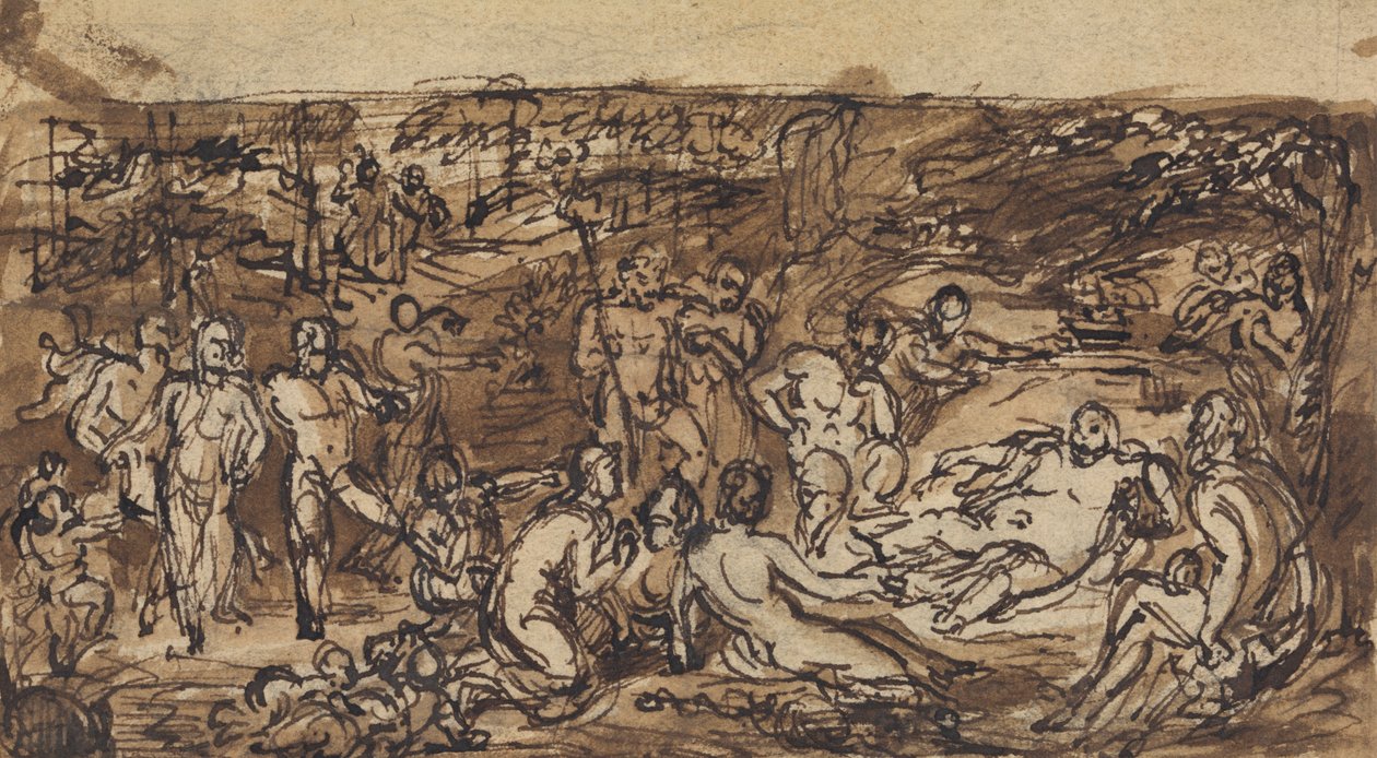 Studia figur grupy ludzi na zalesionej polanie autorstwa Robert Smirke