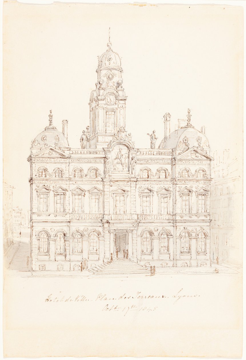 Hôtel de Ville, Place des Terreaux, Lyon autorstwa Robert Smirke