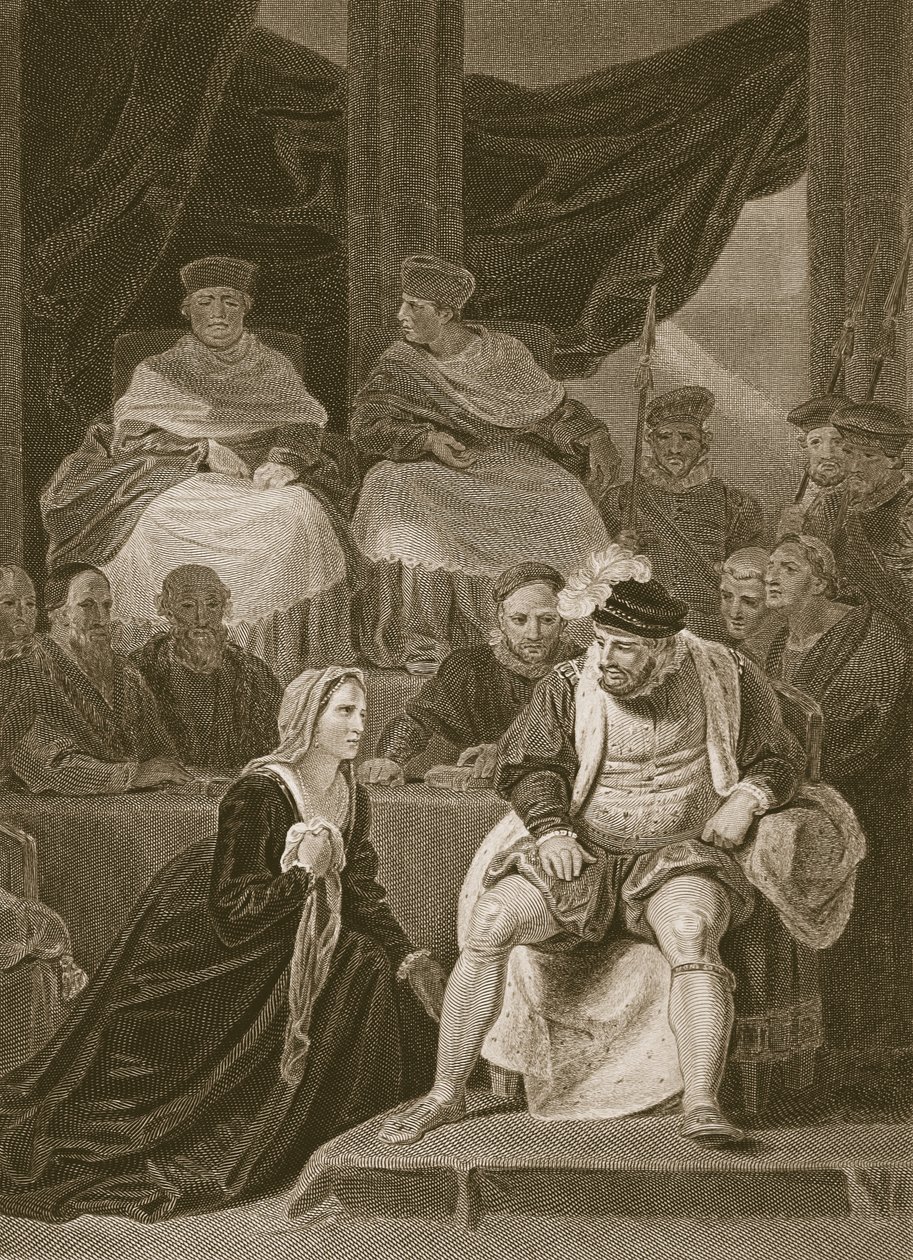 Trial of the Marriage of Henry VIII, grawerowane przez T. Hollowaya, ilustracja z „Historii Anglii” Davida Hume