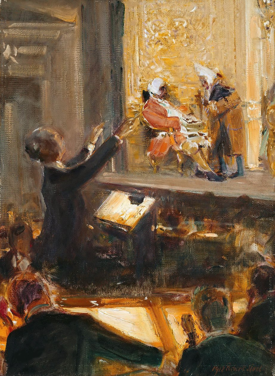 Ernst Edler von Schuch dyryguje Rosenkavalier Richarda Straussa, 1912. autorstwa Robert Sterl