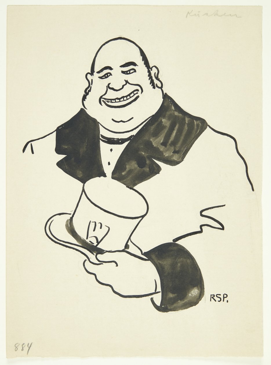 Portret mężczyzny z wysokim kapeluszem w jednej ręce autorstwa Robert Storm Petersen