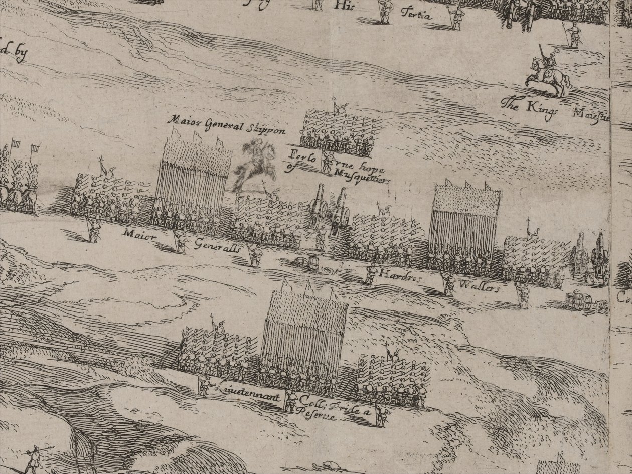 Opis armii koni i stóp Jego Królewskich Mości i Sir Thomasa Fairefaxa; 14 czerwca 1645 autorstwa Robert Streater or Streeter