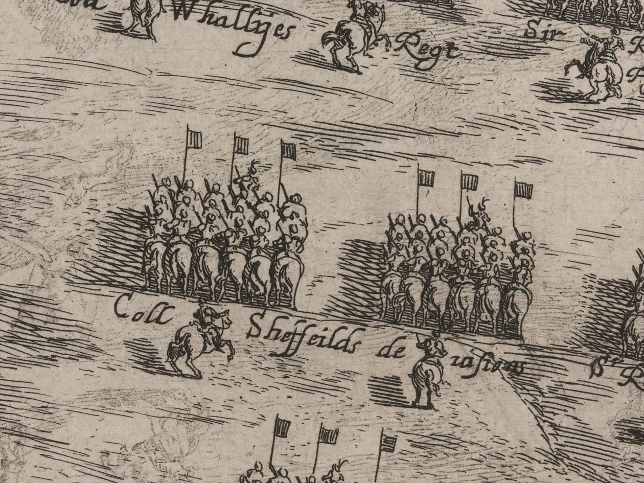 Opis armii koni i stóp Jego Królewskich Mości i Sir Thomasa Fairefaxa; 14 czerwca 1645 autorstwa Robert Streater or Streeter