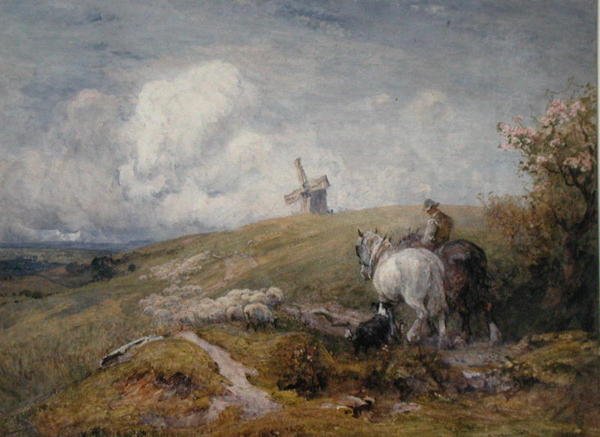 Prowadzenie owiec na South Downs (akwarela na papierze) autorstwa Robert Thorne Waite
