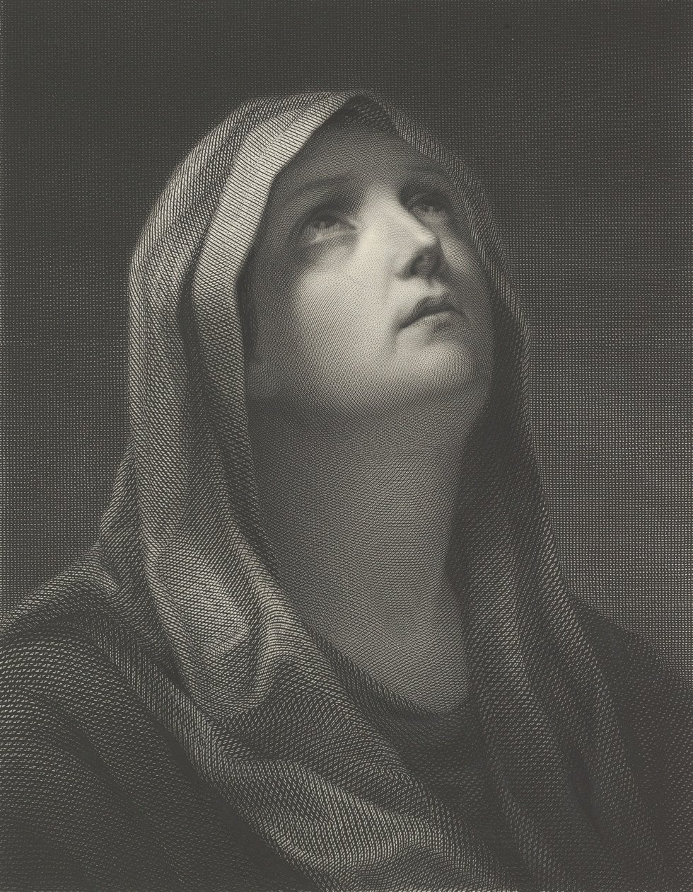 Głowa Dziewicy patrząca w prawo, za Reni, 1869. autorstwa Robert Trossin