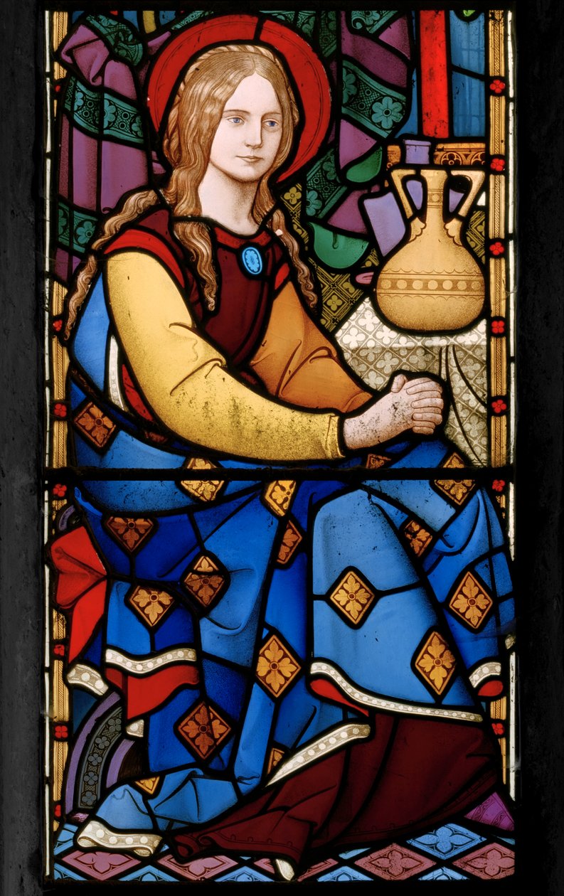 Detal okna wschodniego, Chrystus w domu Marty i Marii, 1863 (witraż) autorstwa Robert Turnill Bayne