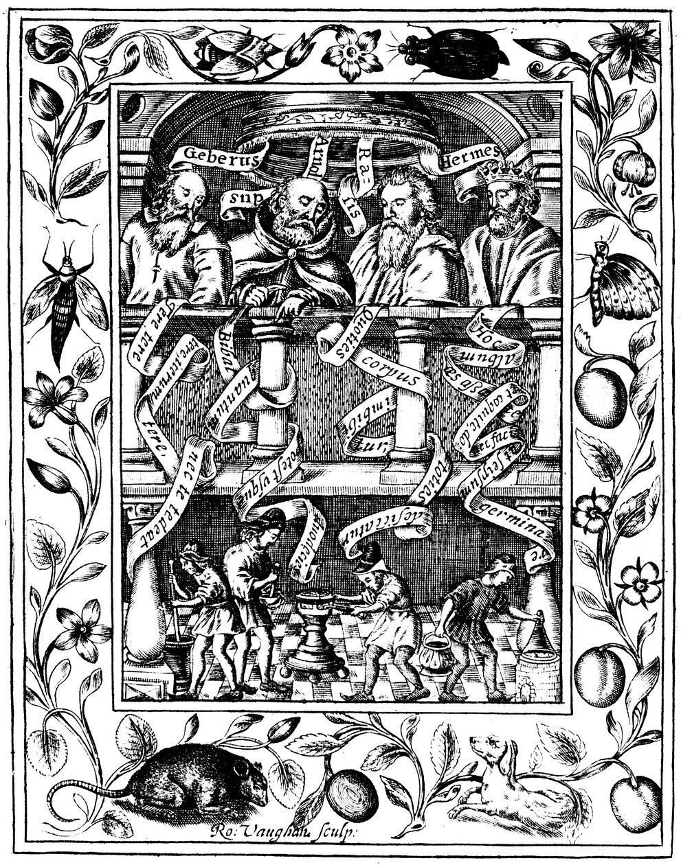 Czterech wielkich alchemików, 1652 autorstwa Robert Vaughan