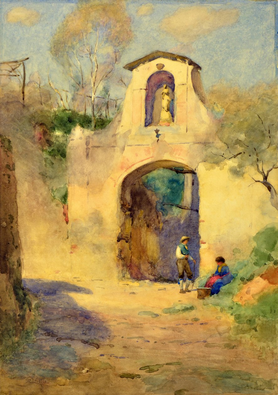 Brama, Hiszpania (akwarela) autorstwa Robert W. Little