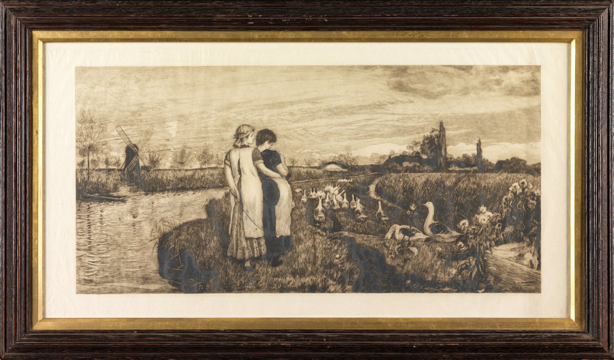 W Fens, Wieczór (akwaforta) autorstwa Robert Walker Macbeth