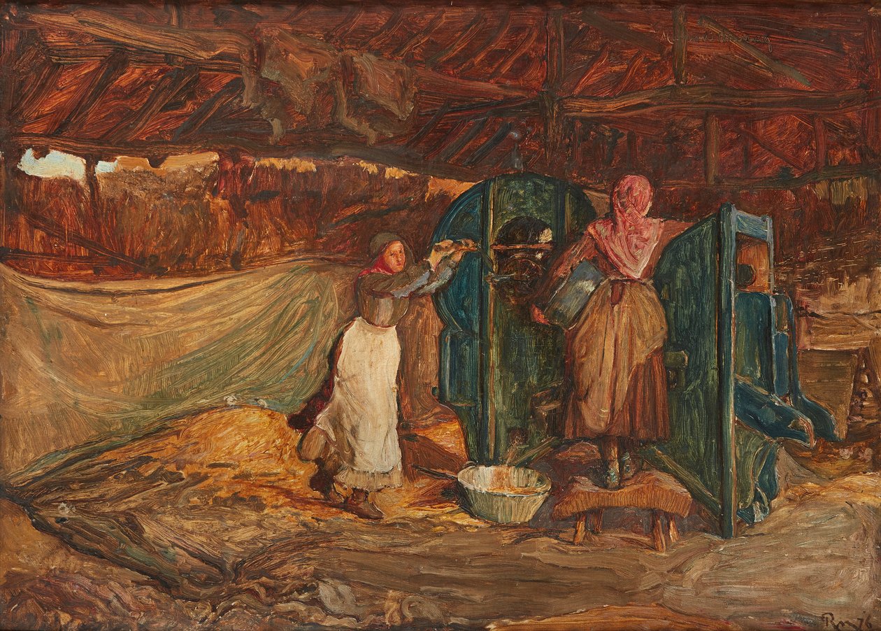 Frezowanie ziarna (olej na płótnie) autorstwa Robert Walker Macbeth