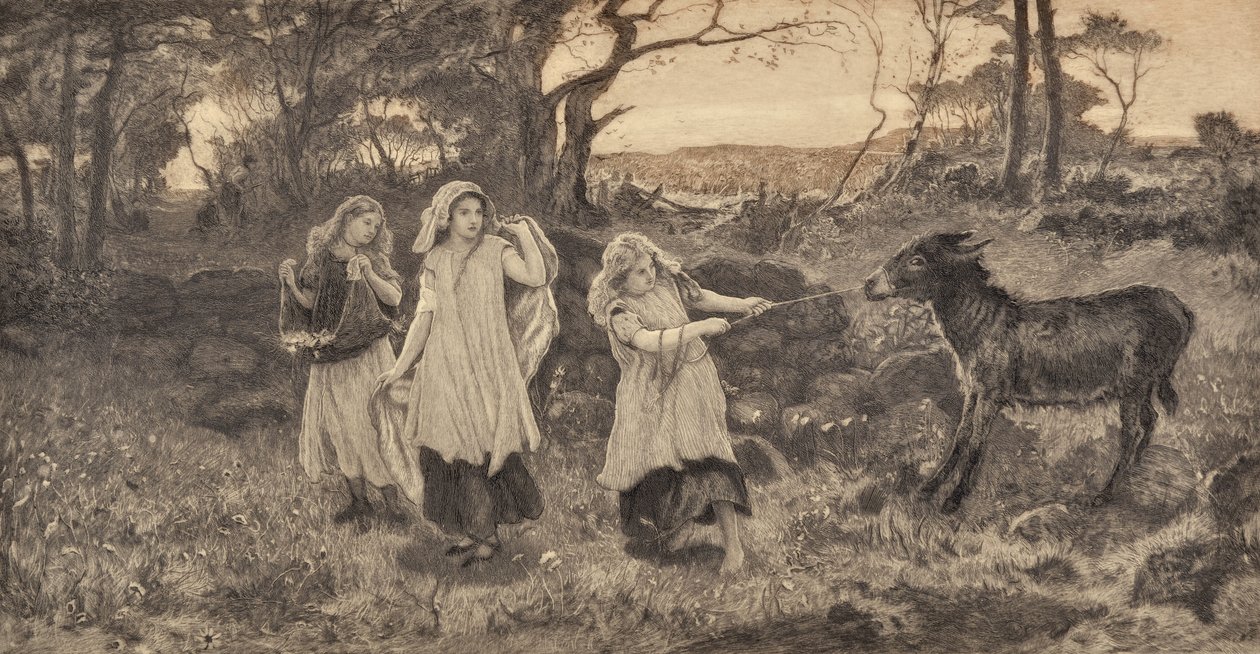 Trzy dziewczyny i osioł autorstwa Robert Walker Macbeth